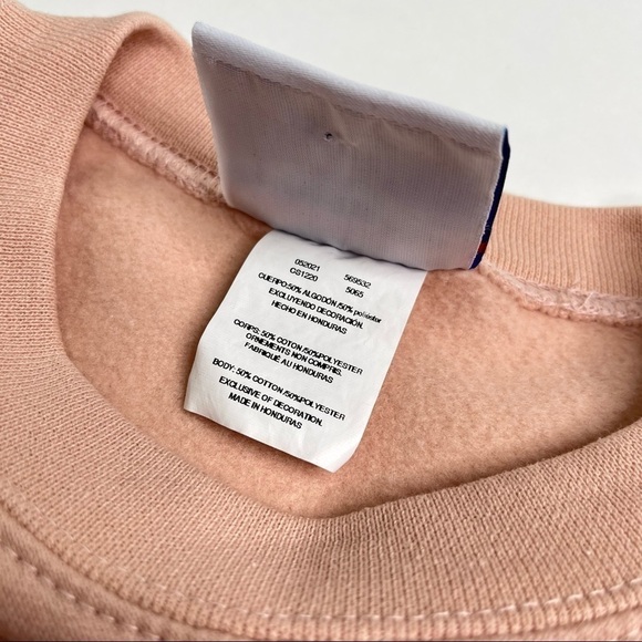 CHAMPION Washed Palm Beach Pastel Salmon Pink Fleece Lined Crewneck Sweatshirt - Picture 10 of 12